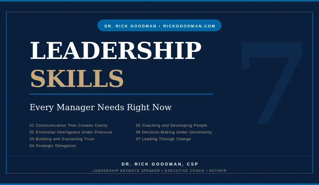 Dr. Rick Goodman presenting on the leadership skills that drive team performance and organizational growth