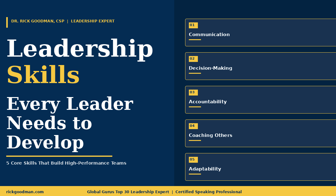 Leadership skills every leader needs to develop, by Dr. Rick Goodman CSP