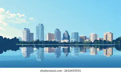 Orlando skyline, backdrop for Orlando motivational speaker Dr. Rick Goodman