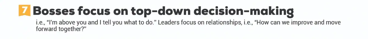 Top down decision making contrasted with collaborative leadership